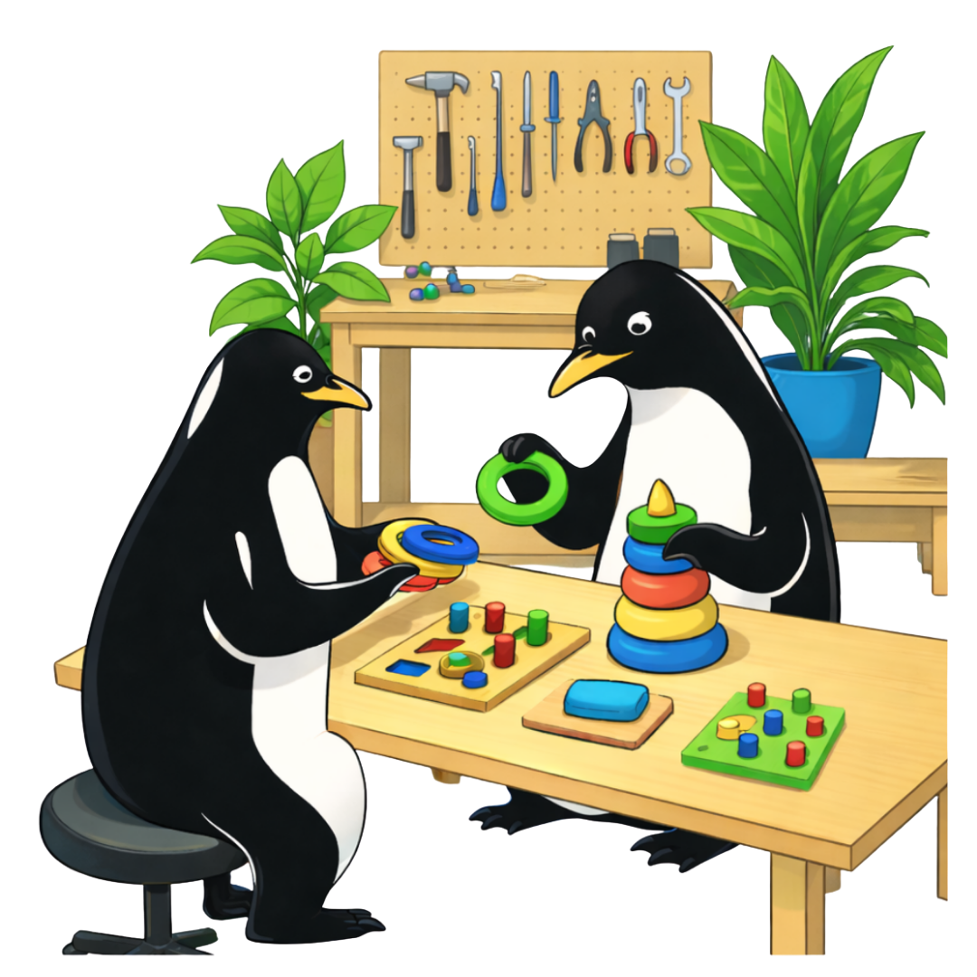 Ergotherapie Hamburg – Kaiserufer Pinguine üben Feinmotorik mit therapeutischem Spielzeug