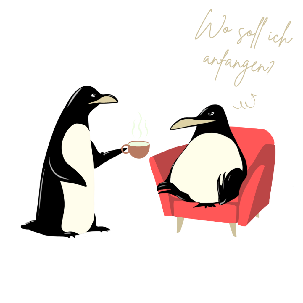 Pinguin Illustration zum Einstieg in ein psychologisches Gespräch in Hamburg