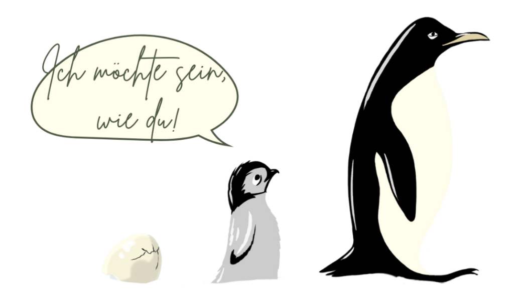 Pinguin Illustration zur Entwicklung von Kindern und Jugendlichen in der Psychotherapie in Hamburg